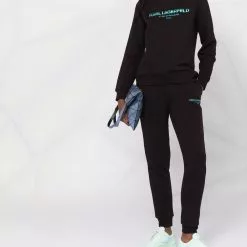 Karl Lagerfeld embroidered stripe-detail logo sweatshirt