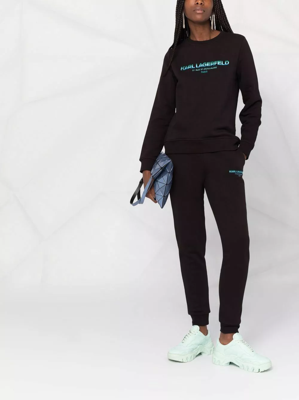 Karl Lagerfeld embroidered stripe-detail logo sweatshirt