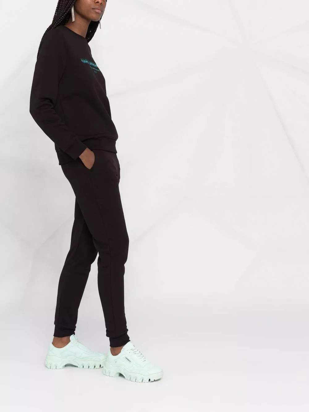 Karl Lagerfeld embroidered stripe-detail logo sweatshirt