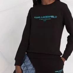 Karl Lagerfeld embroidered stripe-detail logo sweatshirt