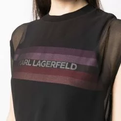 Karl Lagerfeld sheer logo-print top