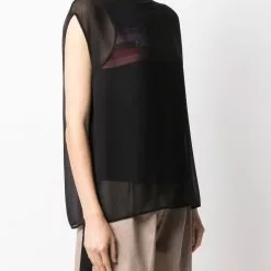 Karl Lagerfeld sheer logo-print top
