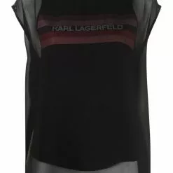 Karl Lagerfeld sheer logo-print top