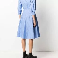 Karl Lagerfeld monogram-print poplin flared dress