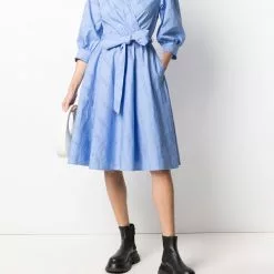 Karl Lagerfeld monogram-print poplin flared dress