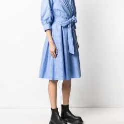 Karl Lagerfeld monogram-print poplin flared dress