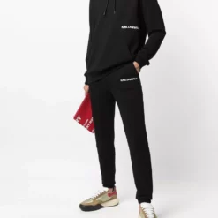 Karl Lagerfeld logo-print rib-trimmed hoodie