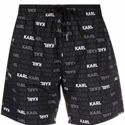 Karl Lagerfeld logo-print drawstring-waist swim shorts