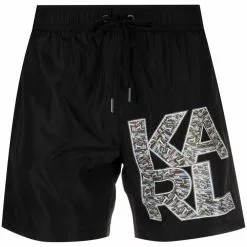 Karl Lagerfeld logo-print drawstring swim shorts