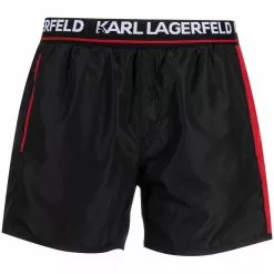 Karl Lagerfeld logo-tape side-stripe swim shorts