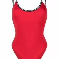 Karl Lagerfeld logo-tape swimsuit