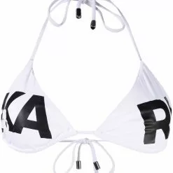 Karl Lagerfeld logo print triangle bikini top