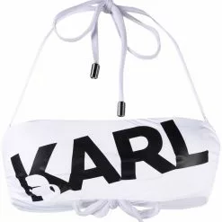 Karl Lagerfeld logo print bandeau bikini top