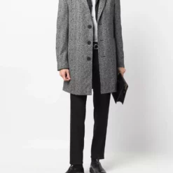 Karl Lagerfeld Twister herringbone single-breasted coat