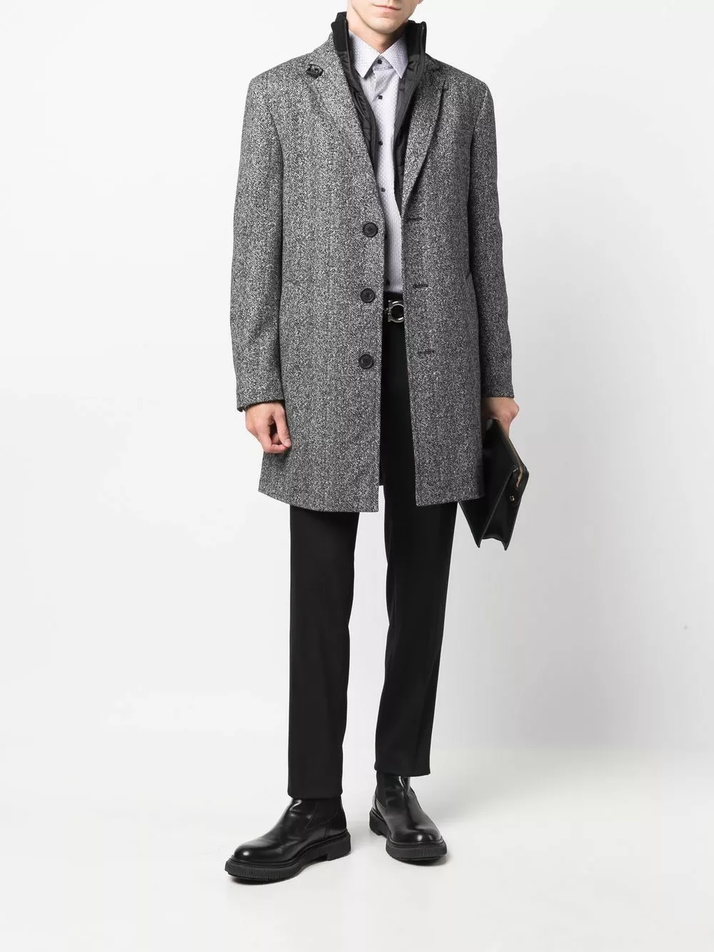 Karl Lagerfeld Twister herringbone single-breasted coat