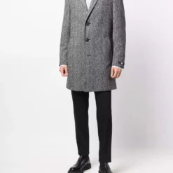 Karl Lagerfeld Twister herringbone single-breasted coat