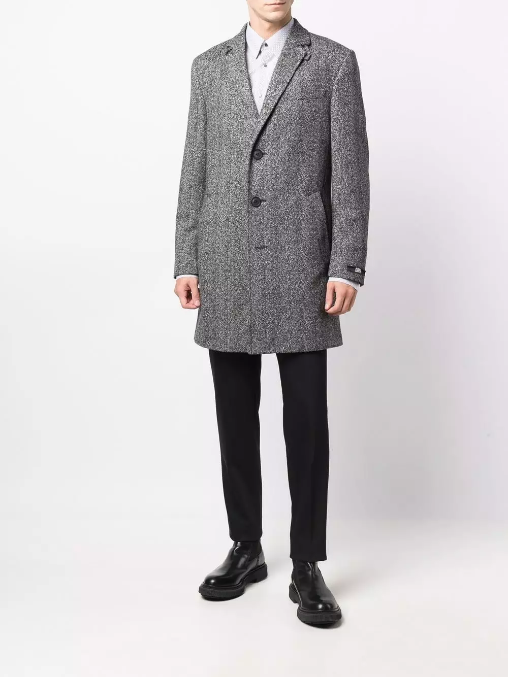 Karl Lagerfeld Twister herringbone single-breasted coat