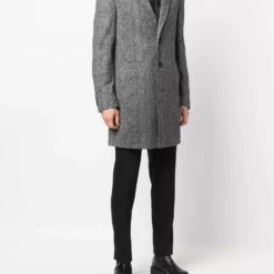 Karl Lagerfeld Twister herringbone single-breasted coat