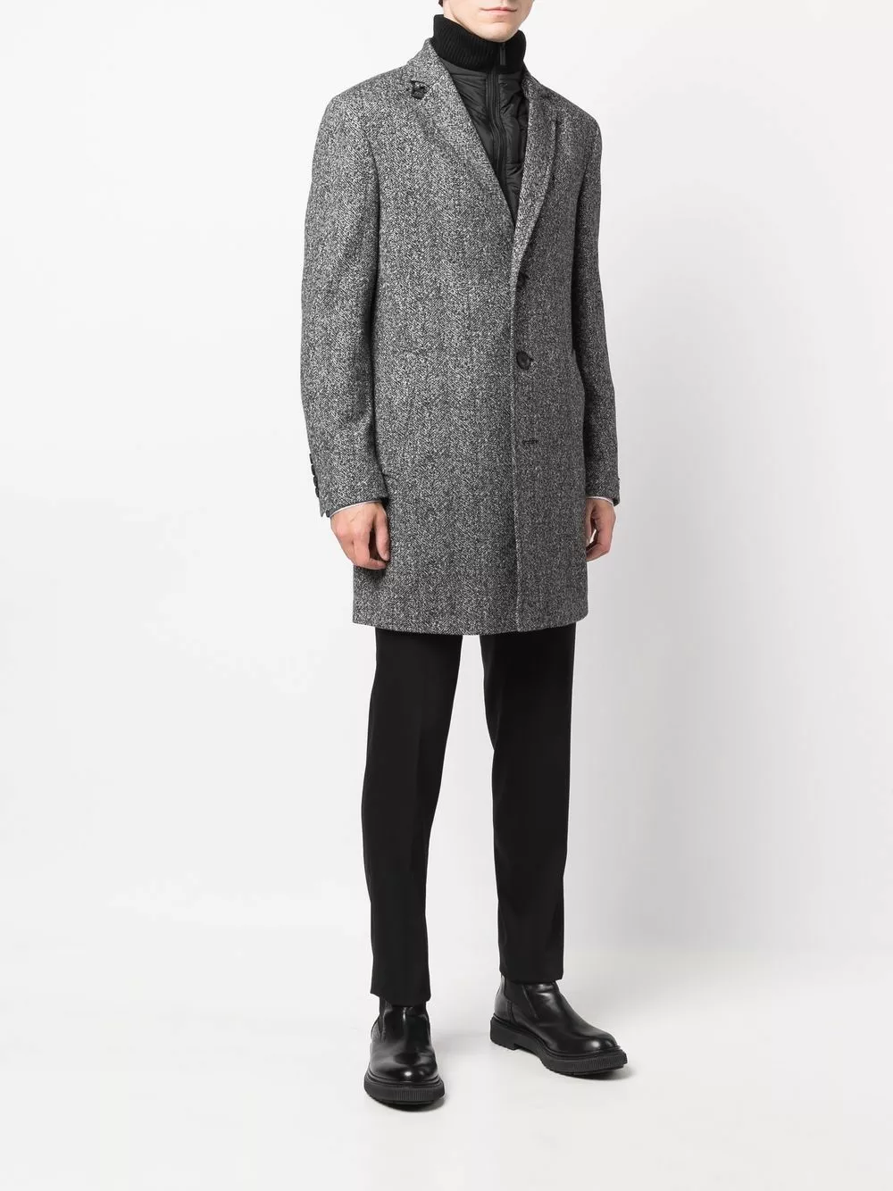 Karl Lagerfeld Twister herringbone single-breasted coat