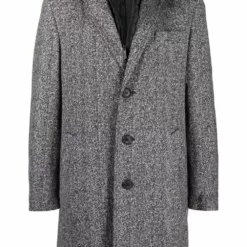 Karl Lagerfeld Twister herringbone single-breasted coat