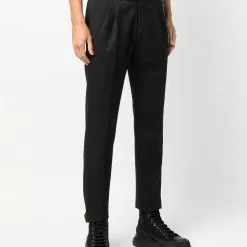 Karl Lagerfeld chain-detail pressed-crease tailored trousers