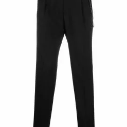 Karl Lagerfeld chain-detail pressed-crease tailored trousers