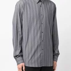 Karl Lagerfeld Modern Fit geometric-print cotton shirt