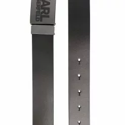 Karl Lagerfeld logo-print buckle leather belt