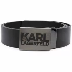 Karl Lagerfeld logo-print buckle leather belt