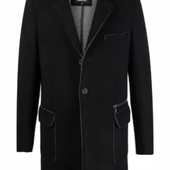 Karl Lagerfeld notched-lapels flap-pockets single-breasted coat