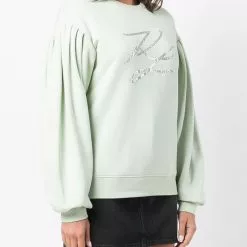 Karl Lagerfeld embellished-logo puff-sleeved sweatshirt