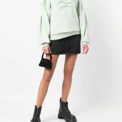 Karl Lagerfeld embellished-logo puff-sleeved sweatshirt