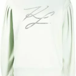 Karl Lagerfeld embellished-logo puff-sleeved sweatshirt
