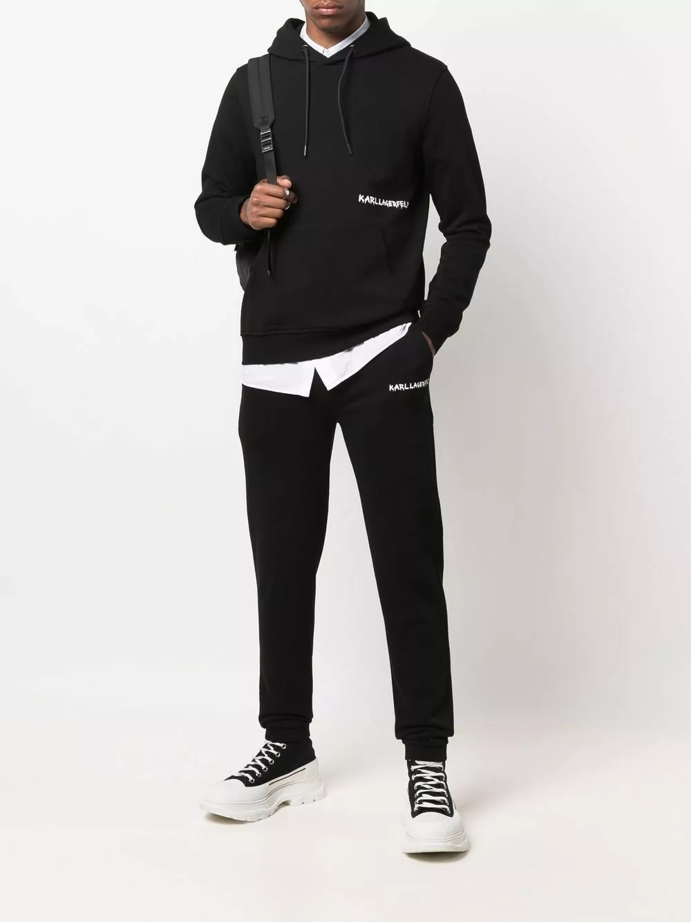 Karl Lagerfeld graffiti logo-print cotton hoodie