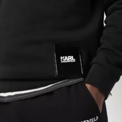 Karl Lagerfeld flap-logo cotton hoodie