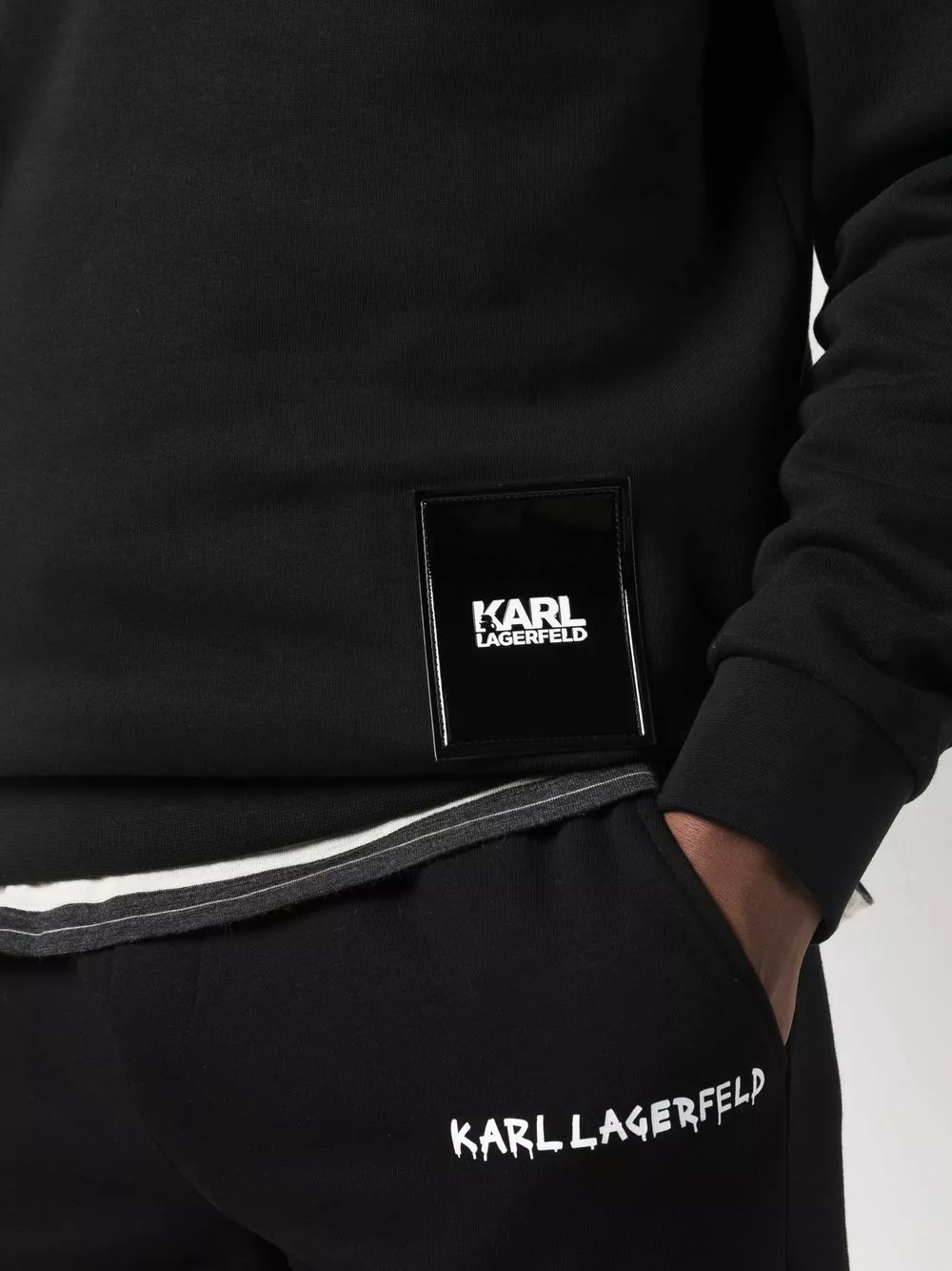 Karl Lagerfeld flap-logo cotton hoodie