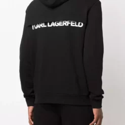 Karl Lagerfeld flap-logo cotton hoodie