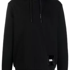 Karl Lagerfeld flap-logo cotton hoodie