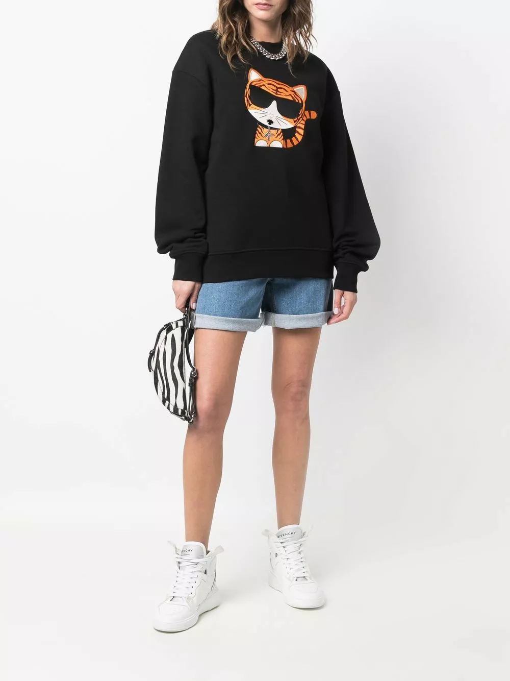Karl Lagerfeld Tiger-print crew neck sweatshirt