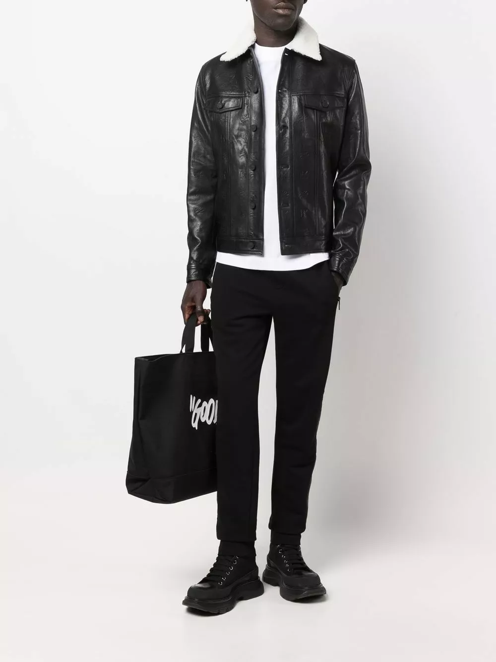Karl Lagerfeld shearling leather jacket