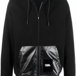 Karl Lagerfeld zip-front vinyl hoodie