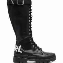 Karl Lagerfeld logo-print knee-length boots