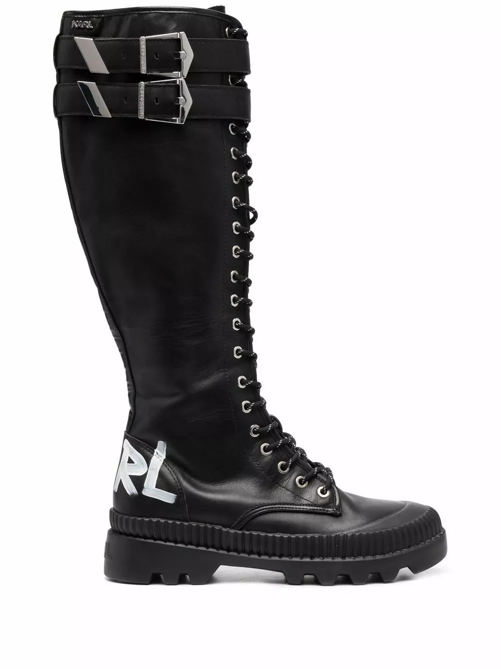 Karl Lagerfeld logo-print knee-length boots