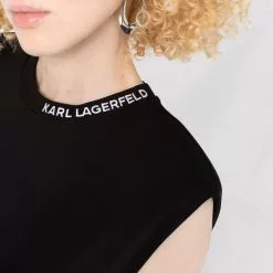 Karl Lagerfeld padded-shoulder jersey dress