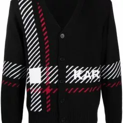 Karl Lagerfeld diagonal stripes cardigan