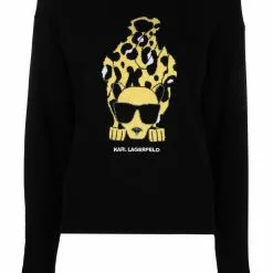 Karl Lagerfeld Ikonik Animal wool-blend sweater