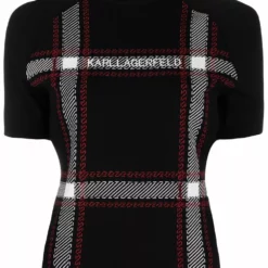 Karl Lagerfeld check-knit top