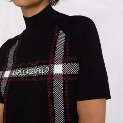 Karl Lagerfeld check-knit top