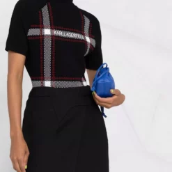 Karl Lagerfeld check-knit top