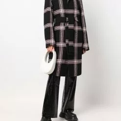Karl Lagerfeld checked logo-detail belted coat